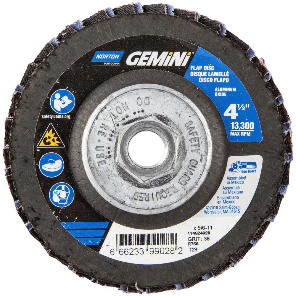 4-1/2 x 5/8 - 11 In. Gemini Fiberglass Conical Flap Disc T29 P36 Grit R766 ZA