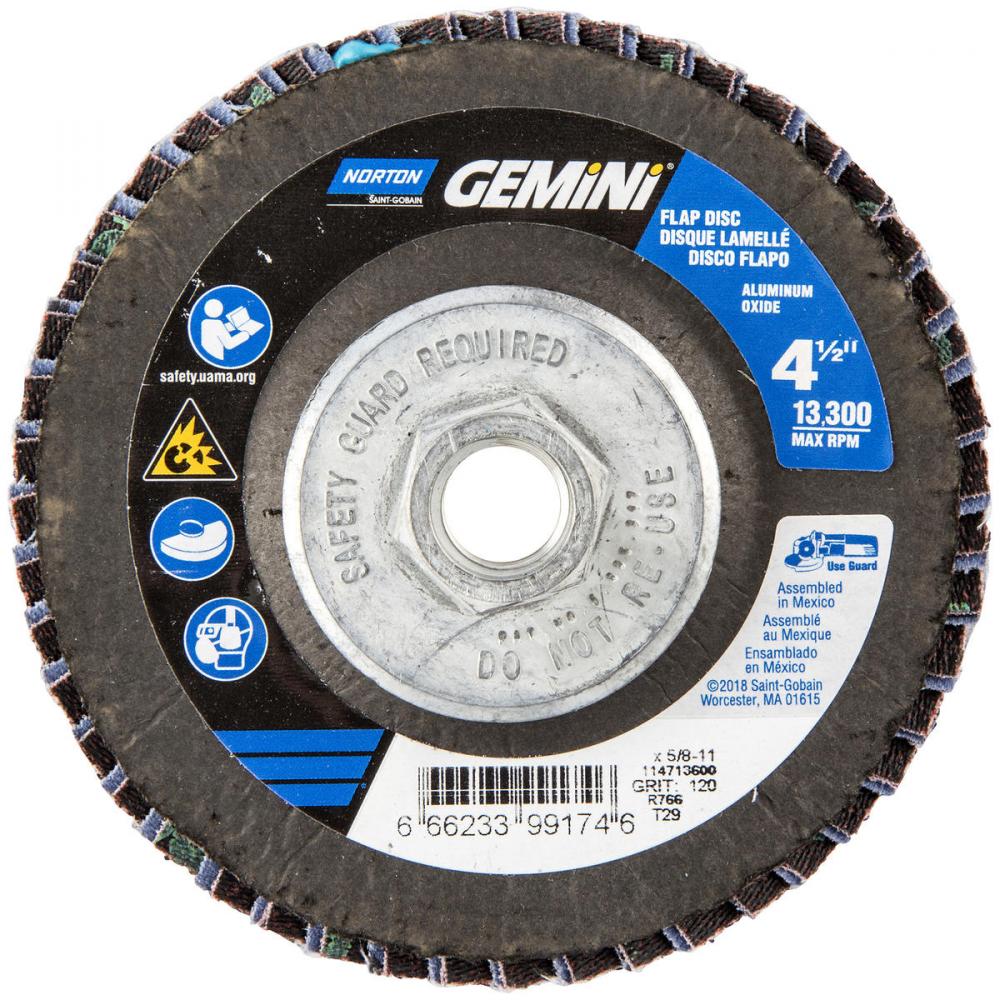 4-1/2 x 5/8 - 11 In. Gemini Fiberglass Conical Flap Disc T29 P120 Grit R766 ZA