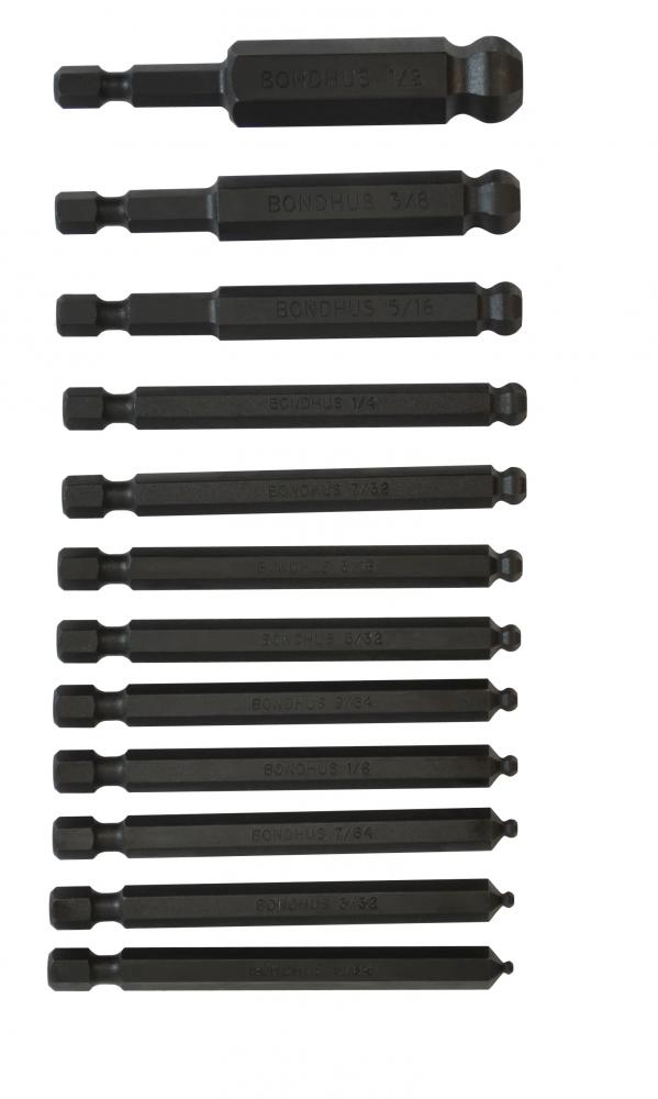 Set 12 Ball End Power Bits 5/64-1/2&#34;