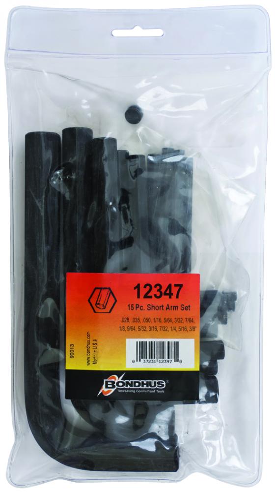 Set 15 Hex Key Set Short (.028-3/8&#34;)   Pouch