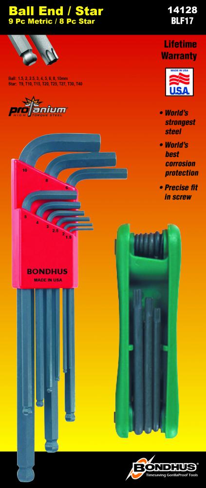 Bonus Pack - Ball End L-wrench Set 10999 (1.5-10mm) & GorillaGrip Fold-up Set 12634 (T9-T40)