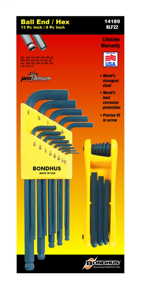 Bonus Pack - Ball EndL-wrench Set 10937 (.050-3/8) & GorillaGrip Fold-up Set 12589 (5/64-1/4)