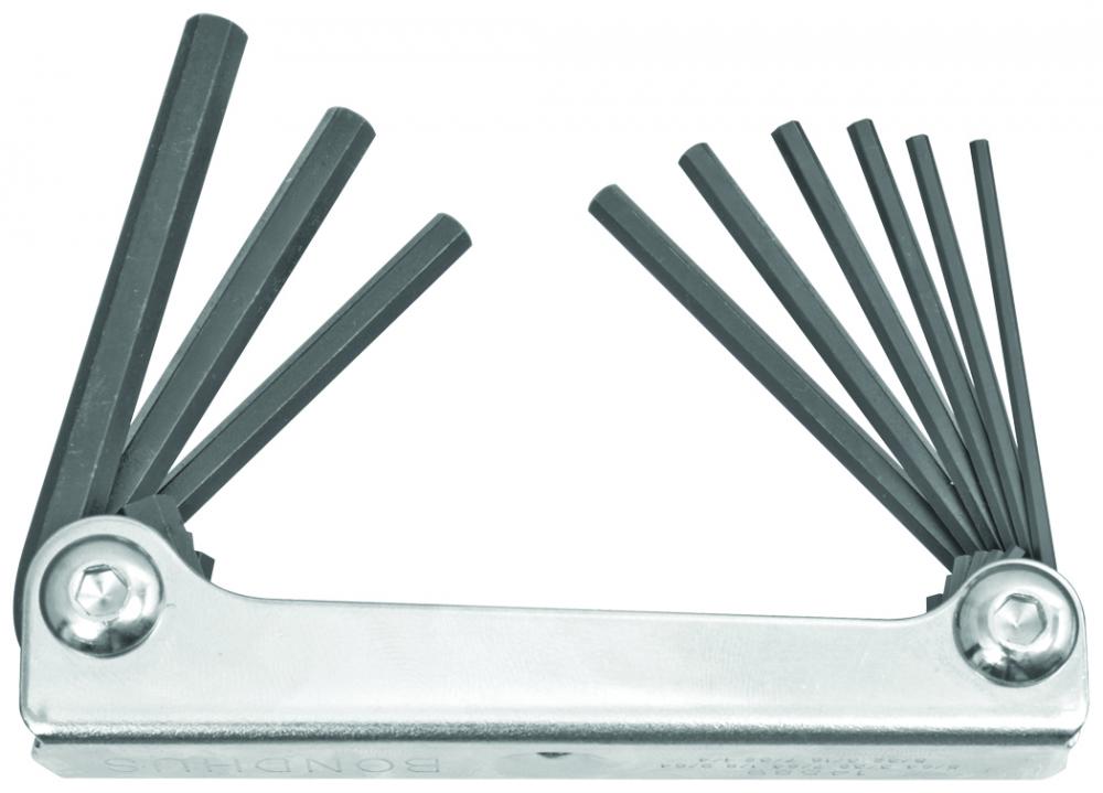 Set 9 Hex Metal Handle Fold-up Tools 5/64-1/4&#34;