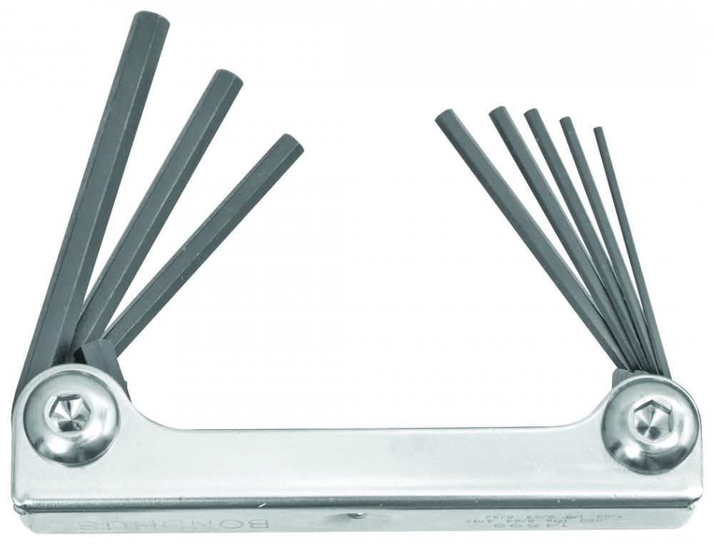 Set 8 Hex Metal Handle Fold-up Tools .050-5/32&#34;