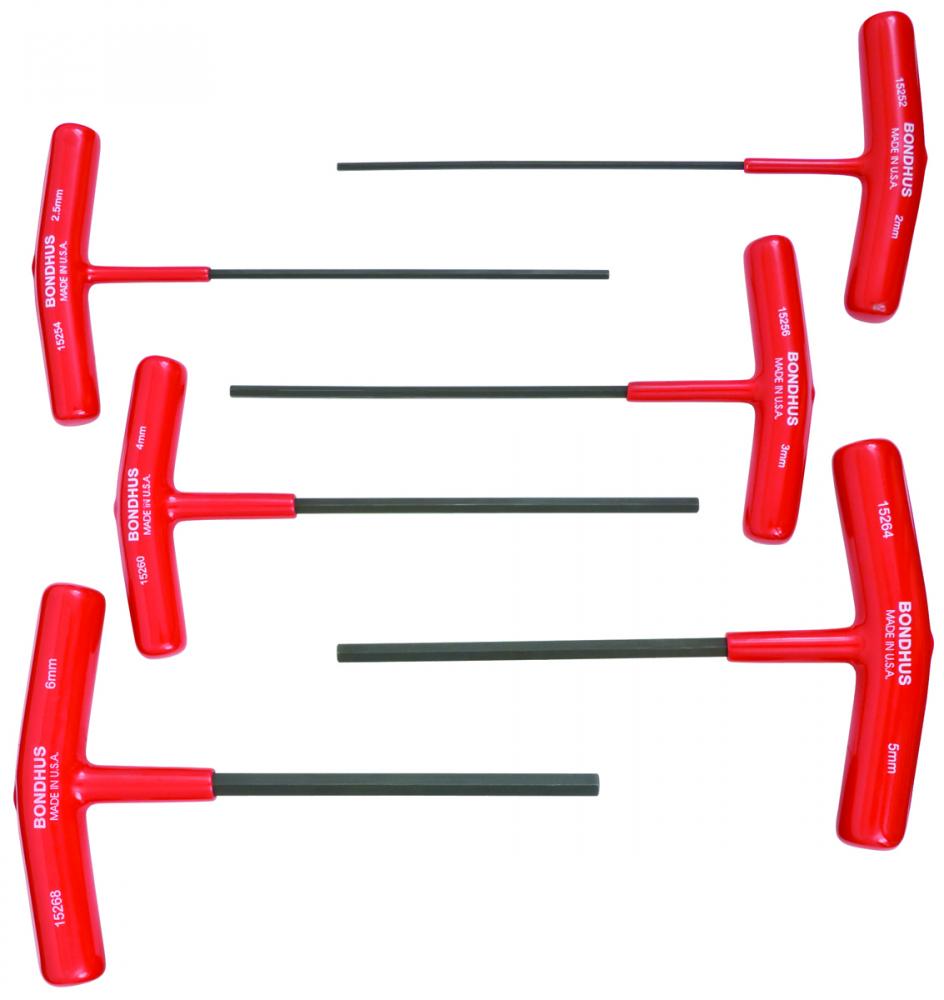 Set 6 Hex T-Handles 6&#34; Length 2-6mm