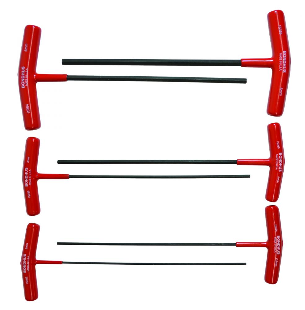 Set 6 Hex T-Handles 9&#34; Length 2-6mm