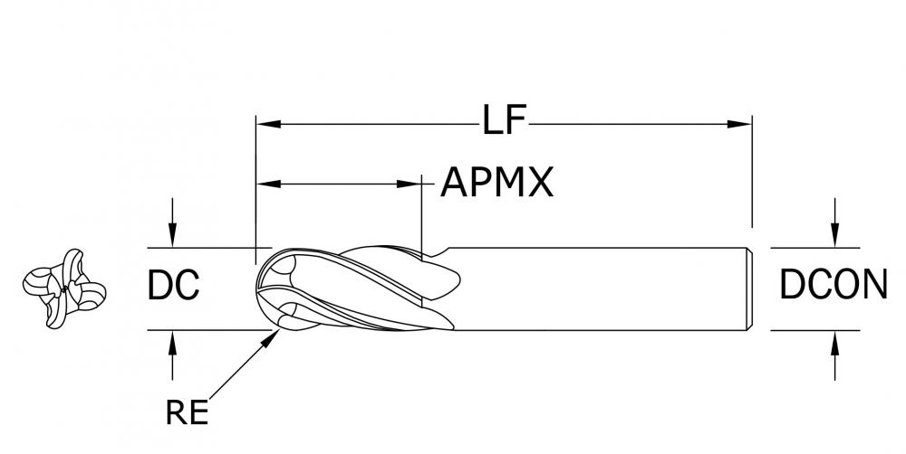 4 Flute Ball End