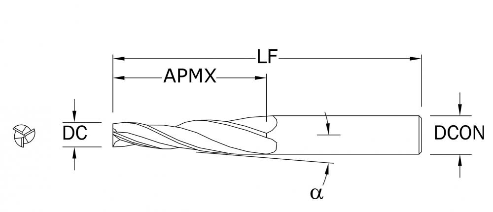 3 FL Spiral Taper Square End