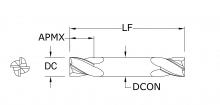 KYOCERA SGS Precision Tools 39603 - 4 FL DE Stub Length SQ End