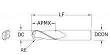 KYOCERA SGS Precision Tools 48716 - 2 Flute Ball End